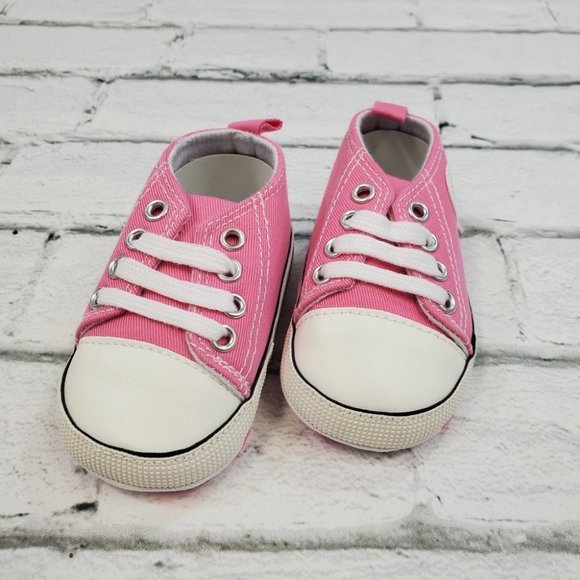 I Love Baby Soft Sole Lace Shoes – White & Pink